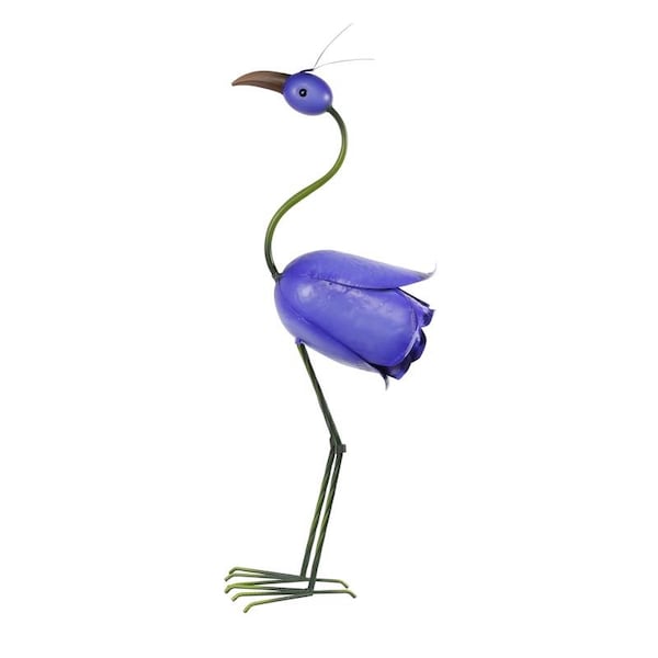 Alpine Alpine Iron Blue 33 in. Rose Flamingo Statue QEL674HH - main